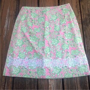 Key West Floral Turtle Skirt 6 Pink Green Crochet Cotton Florida Vintage 80s 90s
